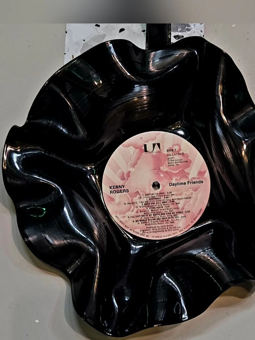 Kenny Rogers Vinyl Record Wall Decor- Art Project- Flower- Man Cave